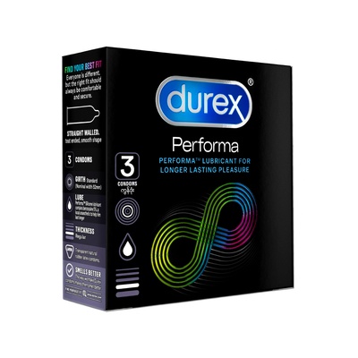 Durex Performa Delay Condoms - Pack of 3 | Longer Pleasure Latex Condoms