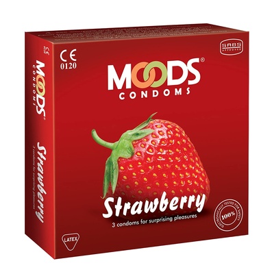 Moods Strawberry Condoms (3-Pack) - Flavoured & Lubricated