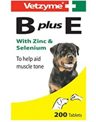 Vetzyme B Plus E Tablets with Zinc and Selenium 200 Tablets for Dogs