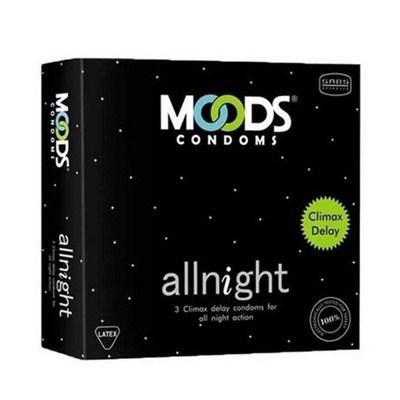 Moods All Night Condoms (3-Pack) - Climax Delay for Extended Pleasure