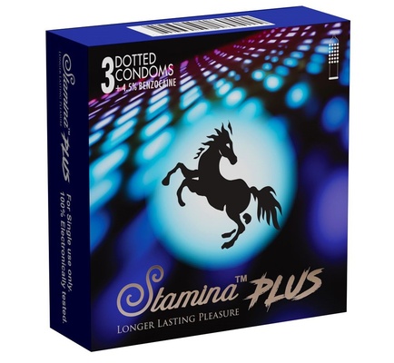 Stamina Plus Dotted Condoms (3-Pack) - Delay & Intense Sensation